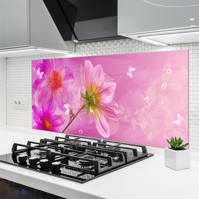 Painel vidro cozinha Flores Planta Natureza