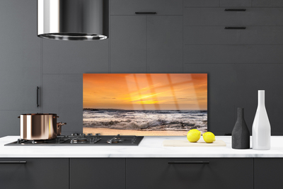 Painel vidro cozinha Paisagem de ondas do sol do mar