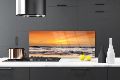 Painel vidro cozinha Paisagem de ondas do sol do mar