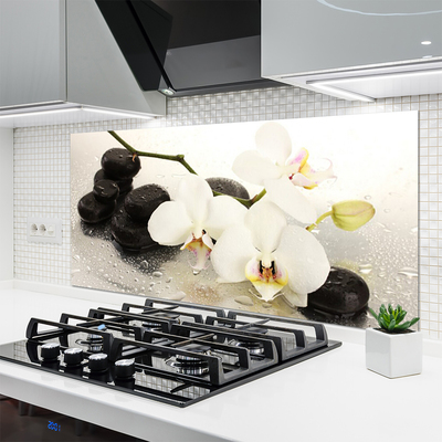 Painel vidro cozinha Linda flor de orquídea