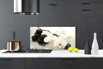 Painel vidro cozinha Linda flor de orquídea