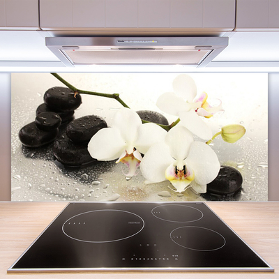 Painel vidro cozinha Linda flor de orquídea