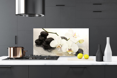 Painel vidro cozinha Linda flor de orquídea