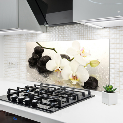 Painel vidro cozinha Linda flor de orquídea