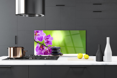 Painel vidro cozinha Orquídeas Flores Verdes