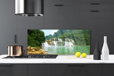 Painel vidro cozinha Paisagem de cachoeira de floresta