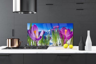 Painel vidro cozinha Flores Planta Natureza