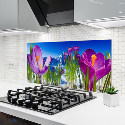 Painel vidro cozinha Flores Planta Natureza