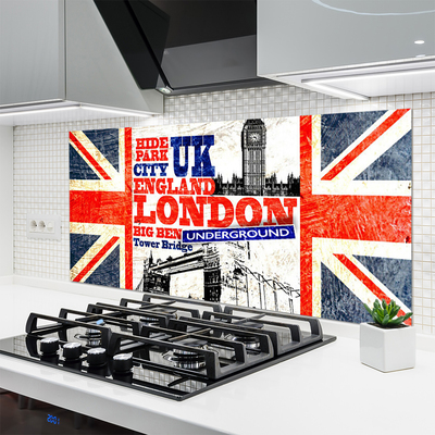 Painel vidro cozinha Arte da Bandeira de Londres