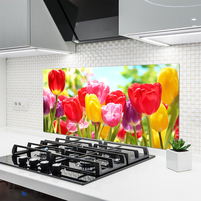 Painel vidro cozinha Tulipas Flores Planta