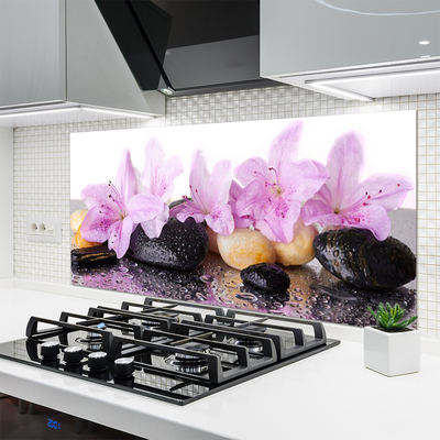 Painel vidro cozinha Flor de lírio rosa