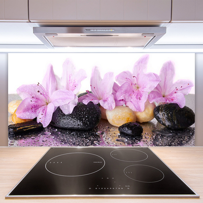 Painel vidro cozinha Flor de lírio rosa