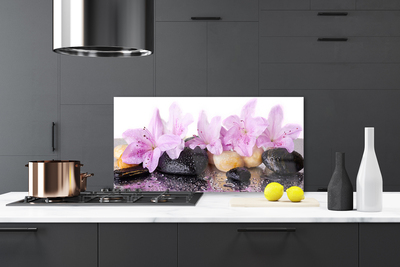 Painel vidro cozinha Flor de lírio rosa