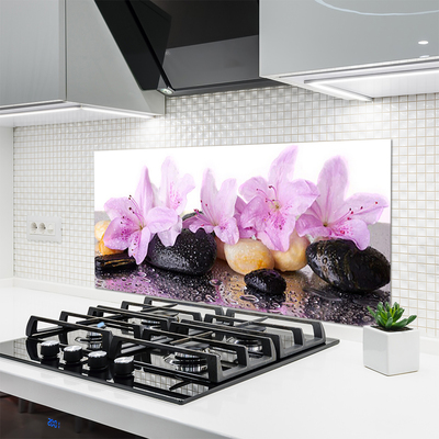 Painel vidro cozinha Flor de lírio rosa