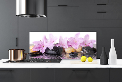 Painel vidro cozinha Flor de lírio rosa