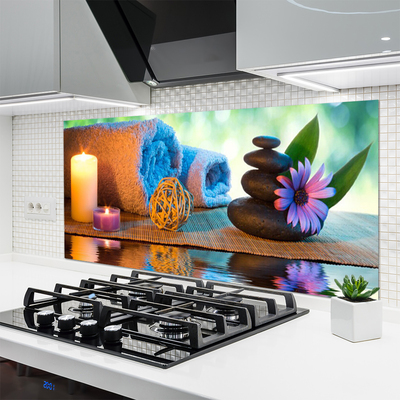 Painel cozinha Velas de flores de spa