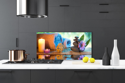 Painel cozinha Velas de flores de spa