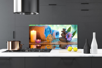 Painel cozinha Velas de flores de spa