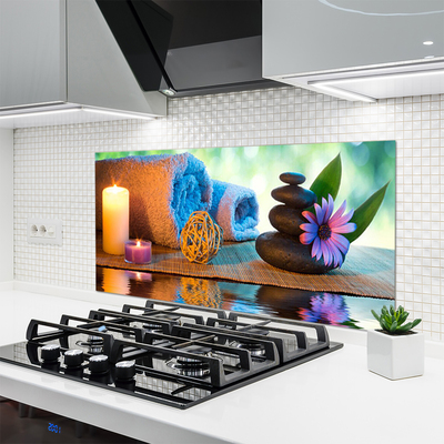 Painel cozinha Velas de flores de spa