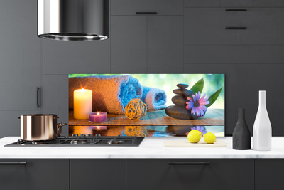 Painel cozinha Velas de flores de spa