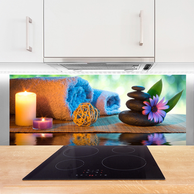 Painel cozinha Velas de flores de spa