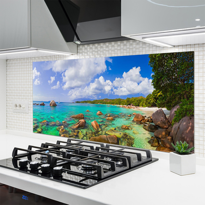 Painel vidro cozinha Paisagem de praia e mar