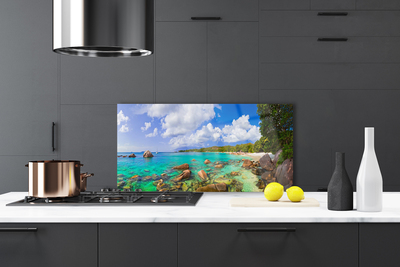 Painel vidro cozinha Paisagem de praia e mar