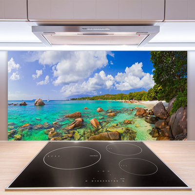 Painel vidro cozinha Paisagem de praia e mar