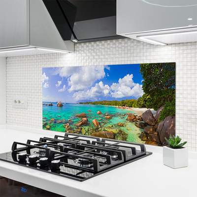 Painel vidro cozinha Paisagem de praia e mar