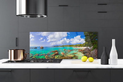 Painel vidro cozinha Paisagem de praia e mar