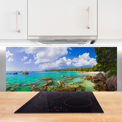 Painel vidro cozinha Paisagem de praia e mar