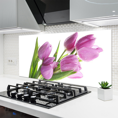 Painel vidro cozinha Tulipas Flores Planta