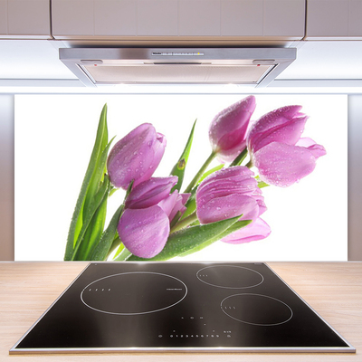 Painel vidro cozinha Tulipas Flores Planta