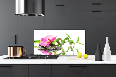 Painel vidro cozinha Arte em Pedras de Flores de Bambu