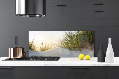 Painel vidro cozinha Paisagem de grama de areia