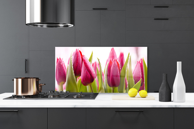 Painel vidro cozinha Tulipas Flores Planta