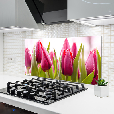 Painel vidro cozinha Tulipas Flores Planta
