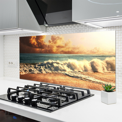 Painel vidro cozinha Paisagem de ondas de praia oceânica