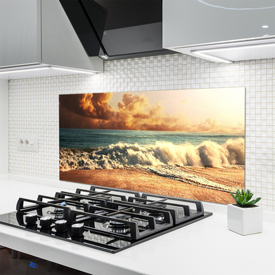 Painel vidro cozinha Paisagem de ondas de praia oceânica