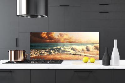 Painel vidro cozinha Paisagem de ondas de praia oceânica