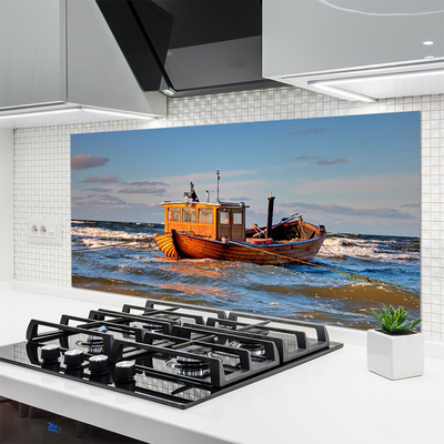 Painel vidro cozinha Paisagem do mar do barco