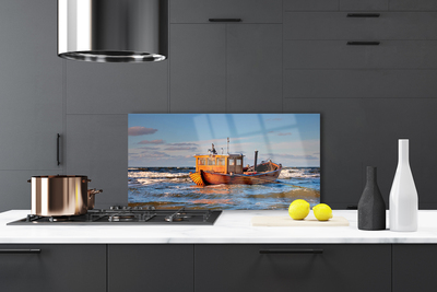 Painel vidro cozinha Paisagem do mar do barco