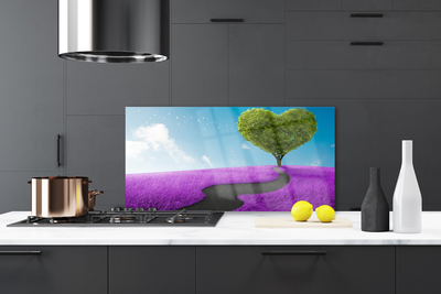 Painel vidro cozinha Caminho do Prado Árvore Natureza