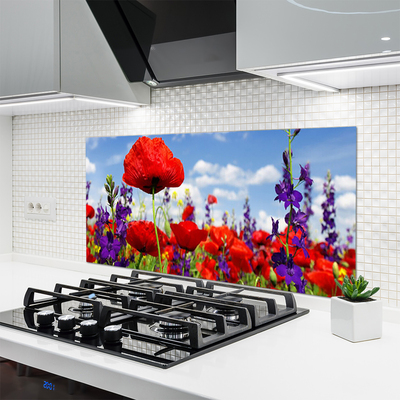 Painel vidro cozinha Flores Planta Natureza