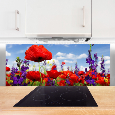 Painel vidro cozinha Flores Planta Natureza