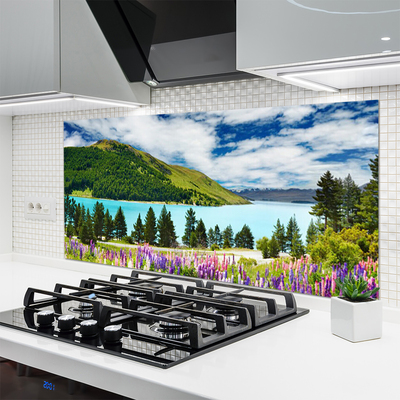 Painel cozinha Paisagem de lago, floresta e montanha