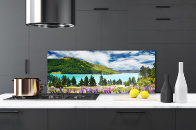 Painel cozinha Paisagem de lago, floresta e montanha