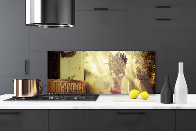 Painel vidro cozinha Mulher Homem Madeira