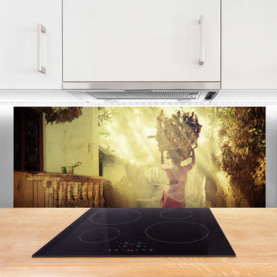 Painel vidro cozinha Mulher Homem Madeira