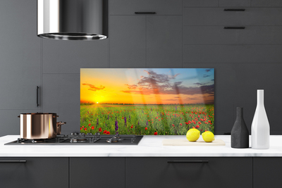Painel vidro cozinha Sun Meadow Flores Natureza